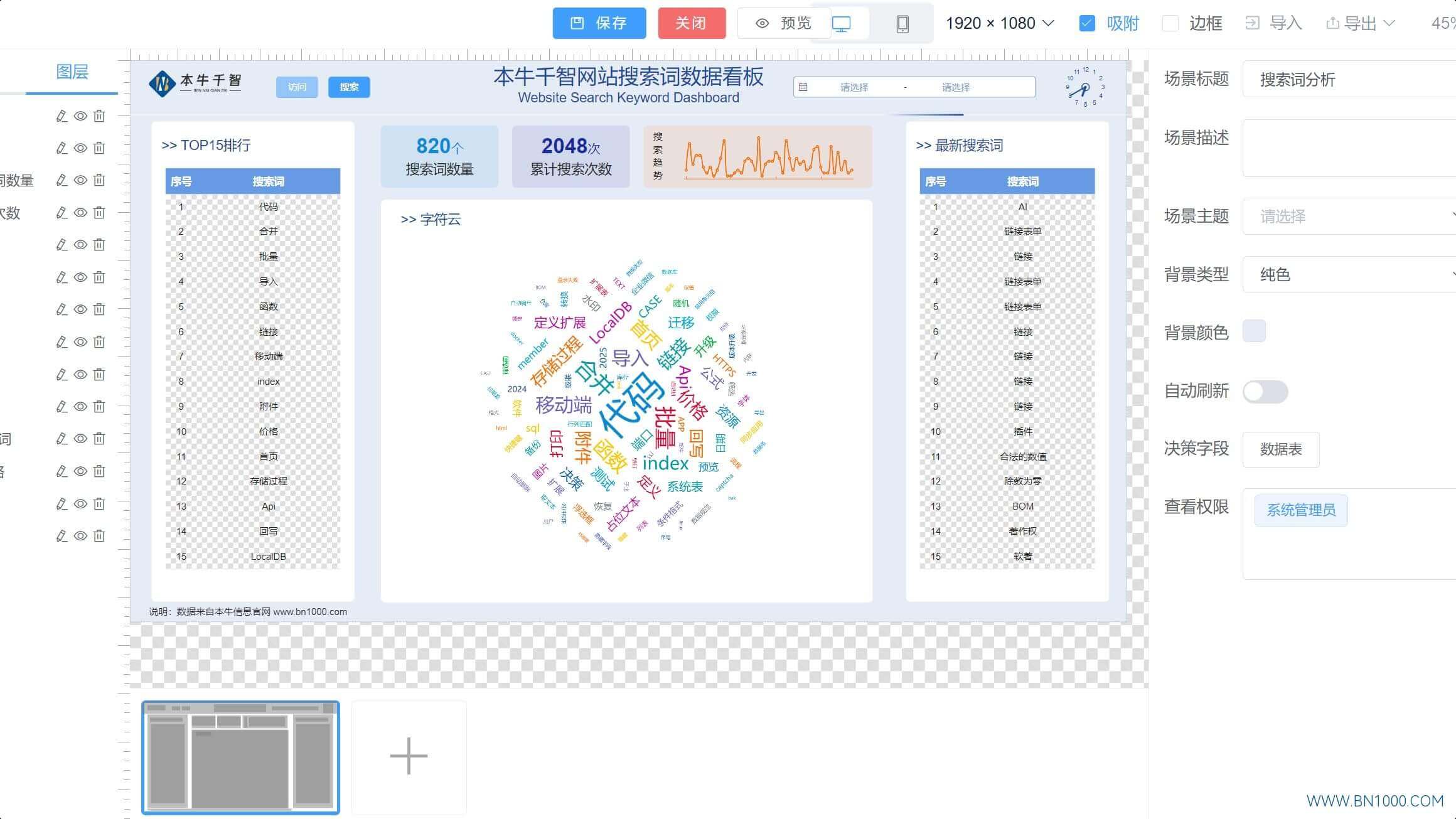 图片[3]-用WorkFine创建的网站搜索词数据看板-本牛千智丨专注WorkFine开发